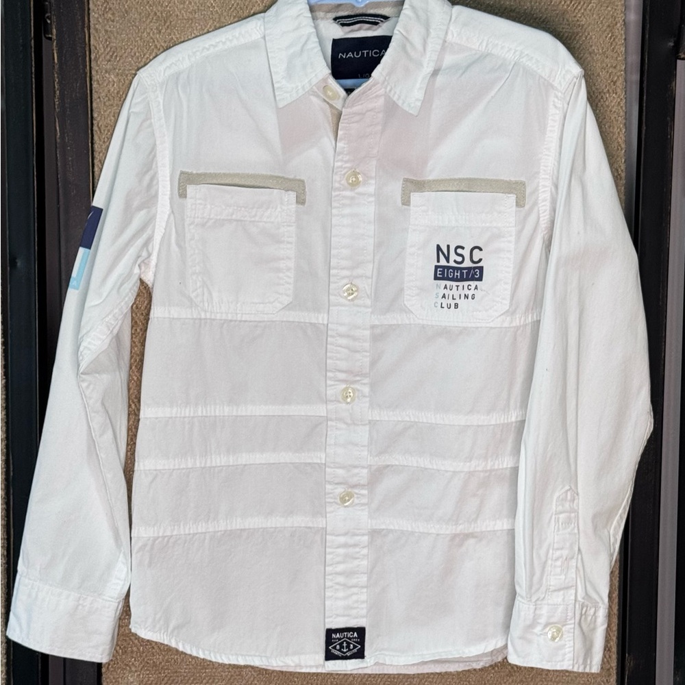 Nautica Navy and White Collar Detail